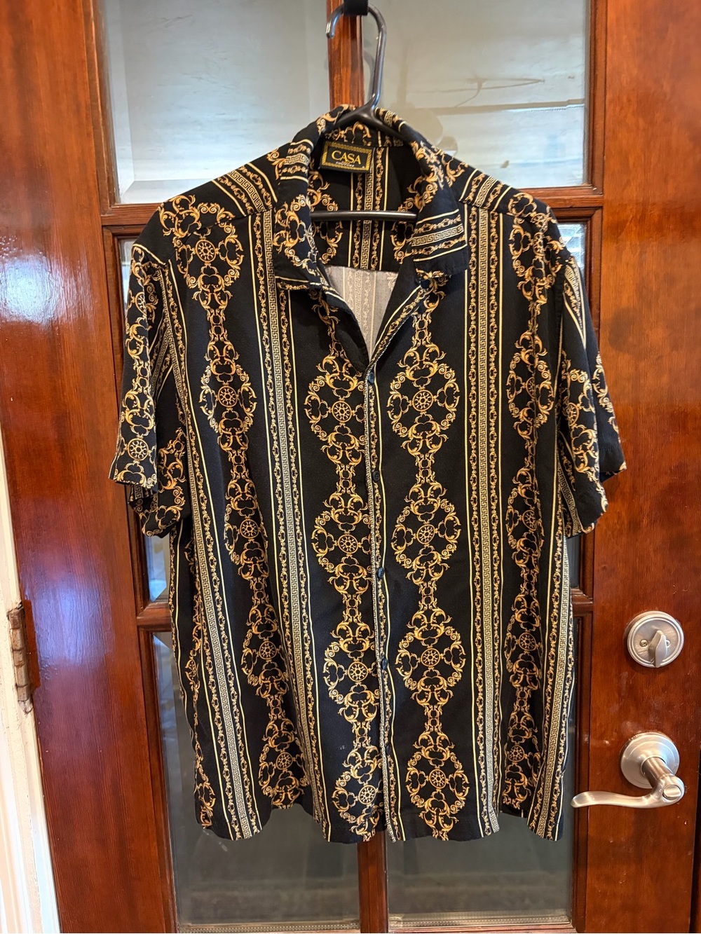 Men’s Black & Gold Baroque Button Down